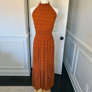 Just Taylor Terracotta Halter Burnt Orange Womens Maxi Dress 2